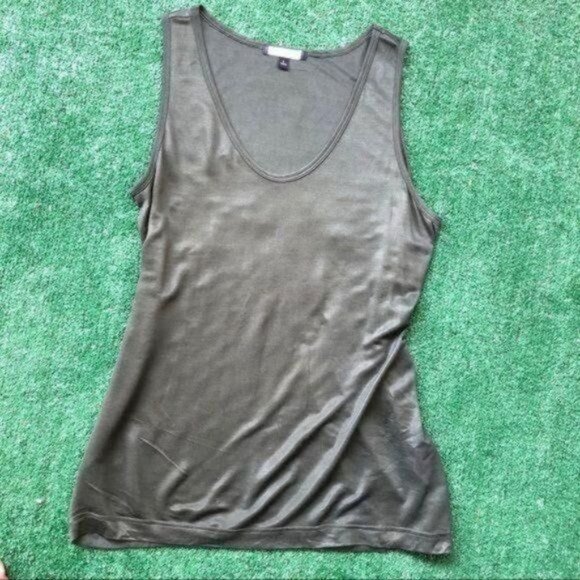 Olive Green Sleeveless Shirt Scoop Neckline Size L - Picture 4 of 6